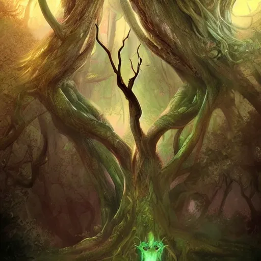 Prompt: A very detailed large tree ent creature protecting the forest, Charlie Bowater art style, digital fantasy portrait