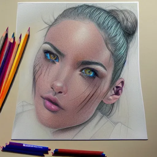 Image similar to Colored pencil art on paper, highly detailed, artstation, PrismaColor