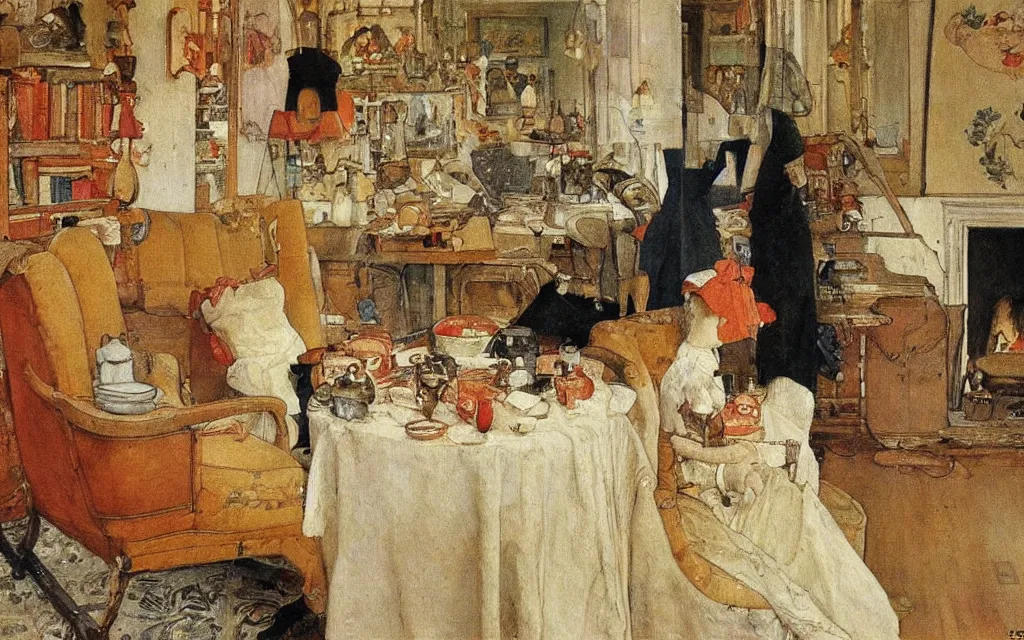 Prompt: a painting, oil on canvas, by carl larsson