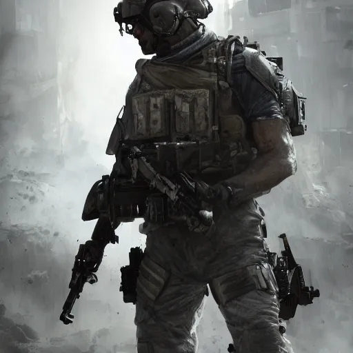 Image similar to Dying Mercenary Special Forces soldier in grey uniform with black armored vest in a battlefield 2020, combat photography by Feng Zhu, highly detailed, excellent composition, cinematic concept art, dramatic lighting, trending on ArtStation