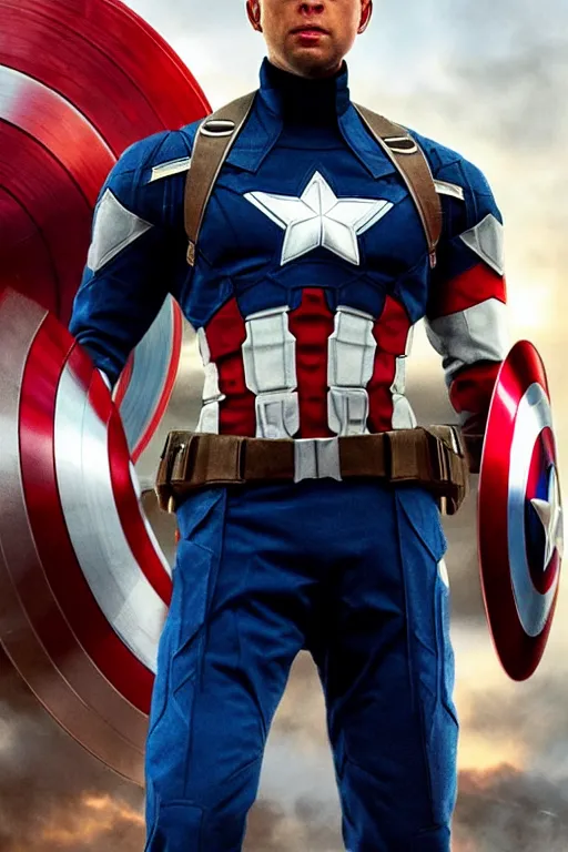 Image similar to chadwick booseman as the captain america, 8 k, hdr, great light, by greg rutkowski and annie leibowitz