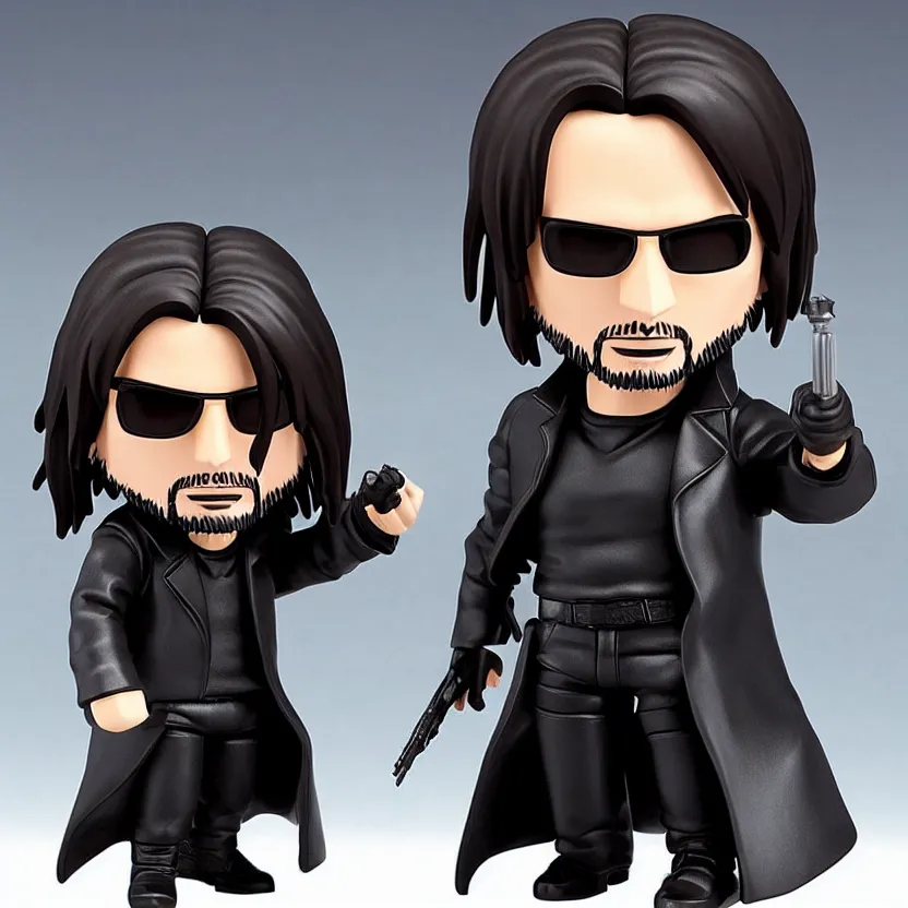 Image similar to Nendroid figure of Keanu Reeves as Neo from The Matrix