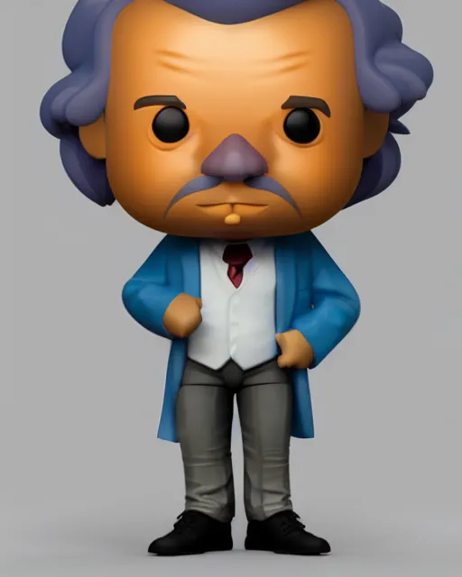 Image similar to full body 3 d render of albert einstein as a funko pop!, four, studio lighting, white background, single body, t pose, no shadow, blender, trending on artstation, 8 k, highly detailed