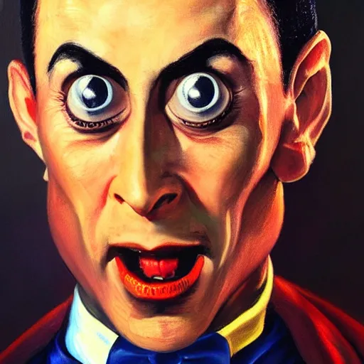 Image similar to ultra realistic portrait painting of pee wee herman as ken from street fighter, art by frank frazetta, 4 k, ultra realistic, highly detailed, epic lighting