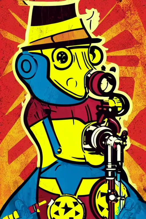 Image similar to fallout 7 6 retro futurist illustration art by butcher billy, sticker, colorful, illustration, highly detailed, simple, smooth and clean vector curves, no jagged lines, vector art, smooth andy warhol style