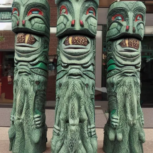 Prompt: cthulhu totem pole