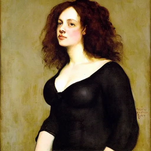 Prompt: a portrait of christina hendricks body by gustave courbet,