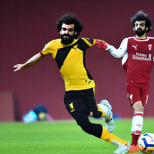 Image similar to mo salah wearing an arsenal football top