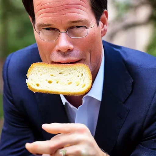 Image similar to mark rutte eating a cheese sandwich