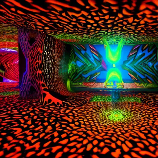 Image similar to a psychedelic 3 d render of a dmt trip, hyperrealistic, dramatic lighting, 8 k, unreal engine, octane render