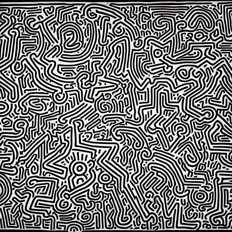 Image similar to this is how your mind awakens in the style of keith haring, style of artem demura