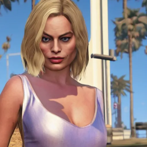 Prompt: Margot Robbie in GTA V.