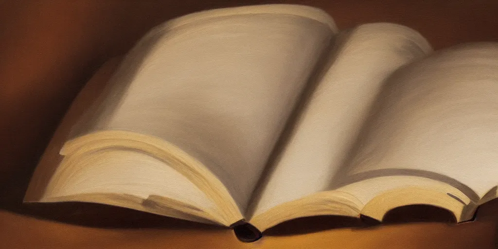 Image similar to an open book, cinematic lighting, detailed oil painting, hyperrealistic, 8k