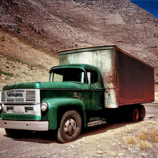 Prompt: photo, wyoming, truck, kodak ektachrome 1 2 0,