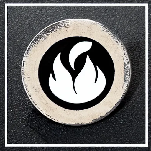 Prompt: minimalistic clean enamel pin of fire warning label, retro design