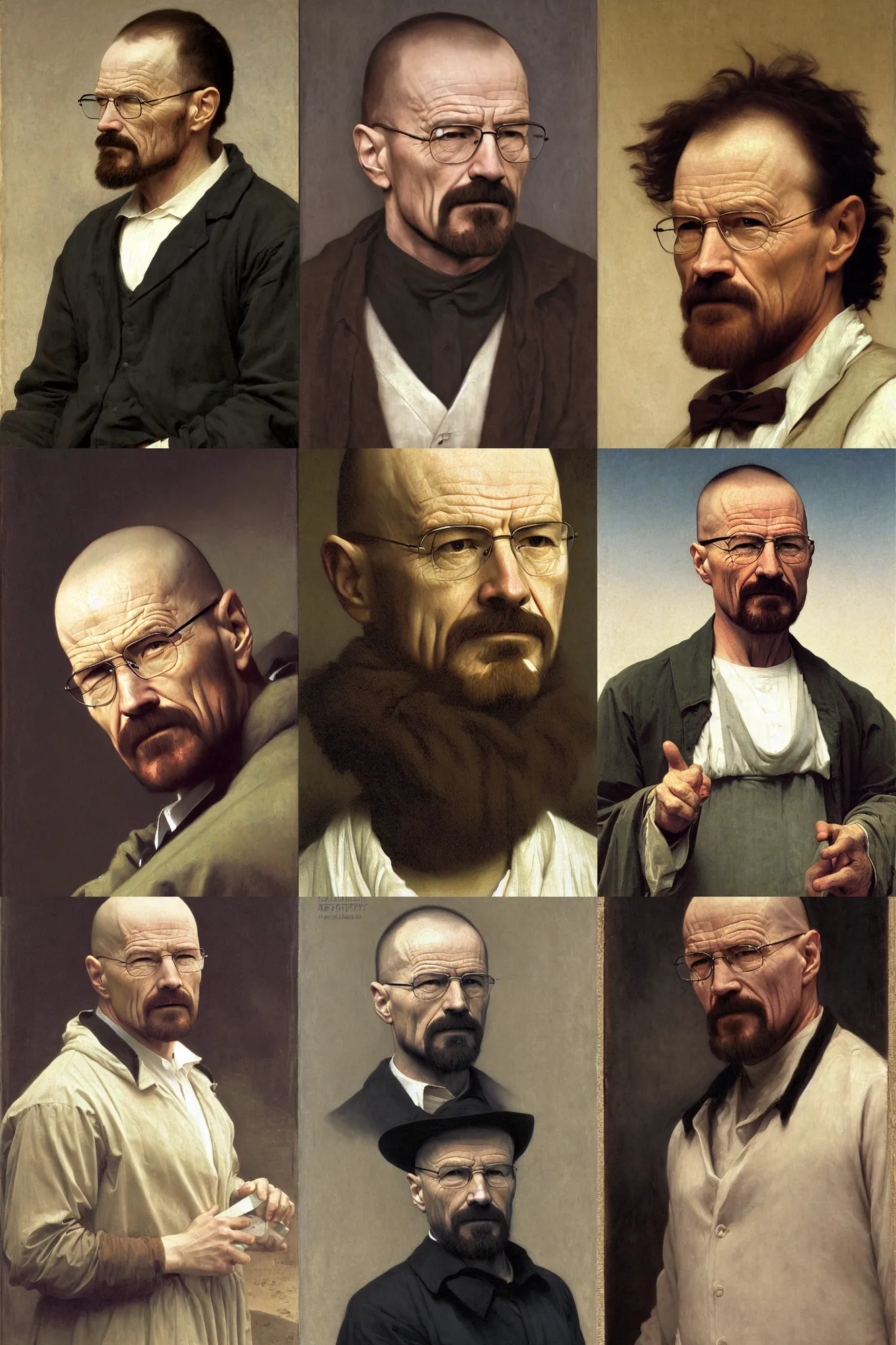 Prompt: portrait of Walter White by William Bouguereau, museum catalog, high definition