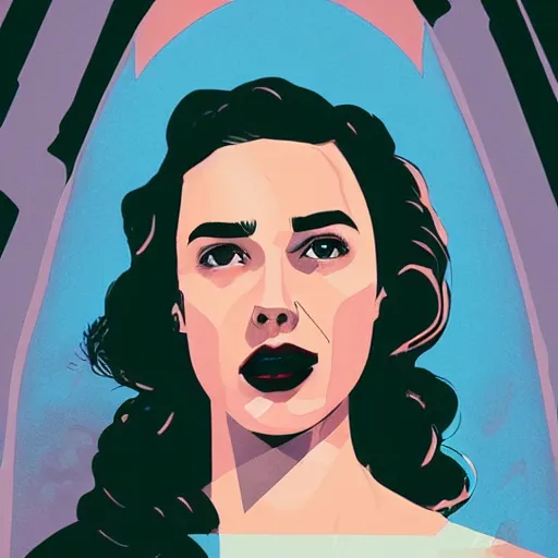 Image similar to a colorful comic noir illustration of a sad gal gadot singing the blues new orleans by sachin teng, dark vibes, pastel lighting, cinematic, depth of field, 8 k, high contrast