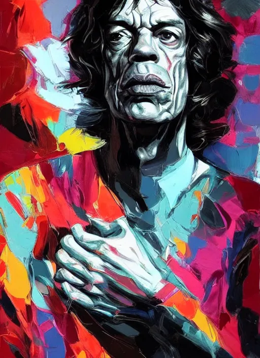 Image similar to portrait mick jagger, dark, intricate, highly detailed, smooth, artstation, digital illustration by francoise nielly