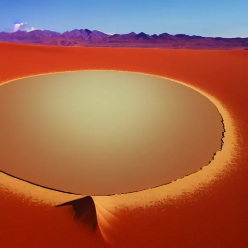 Prompt: landscape photo of a desert in the shape of a cornea