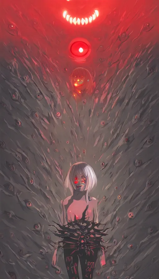 Prompt: a storm vortex made of many demonic eyes and teeth, by ilya kuvshinov