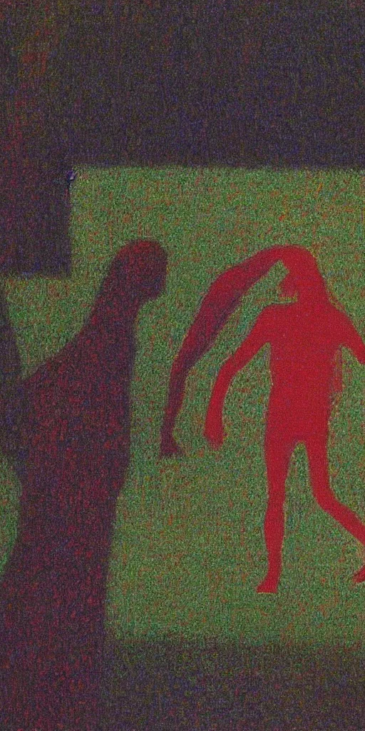 Image similar to a film still of suspiria by dario argento 1 9 7 7 movie, painted by georges seurat, impressionism, points, pointillism, high quality