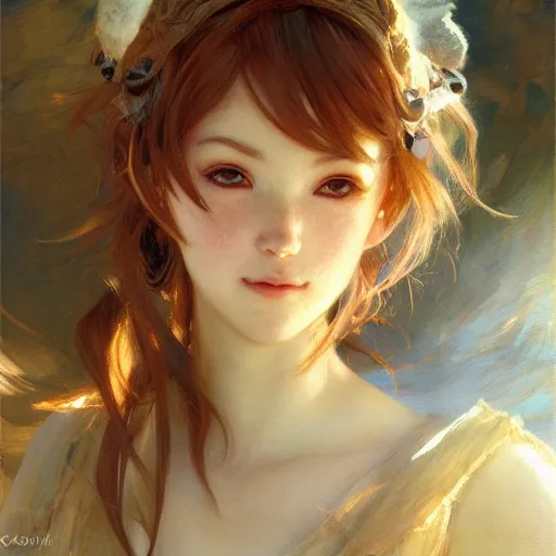 Prompt: detailed portrait of cute anime girl layla, natural light, painting by gaston bussiere, craig mullins, j. c. leyendecker