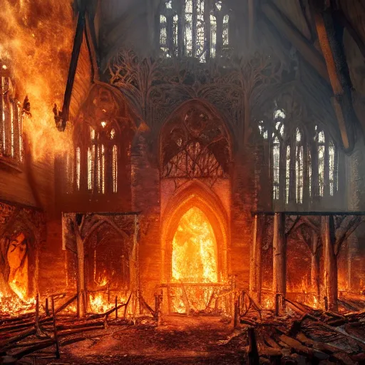 Prompt: hyperrealistic photograph of the norway wood churches burned to the ground, fire, giant bones, skeletons, dim volumetric lighting, octane beautifully detailed render, extremely hyper detailed, intricate, epic composition, cinematic lighting, masterpiece, trending on artstation, very detailed, stunning, hdr, smooth, sharp focus, high resolution, award, winning photo