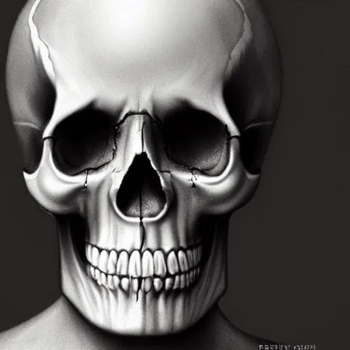 Image similar to a skull portrait by griffiths carne, dark art, 4 k