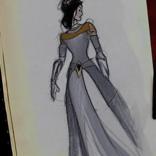 Image similar to milt kahl sketch of victoria justice as princess padme from star wars episode 3