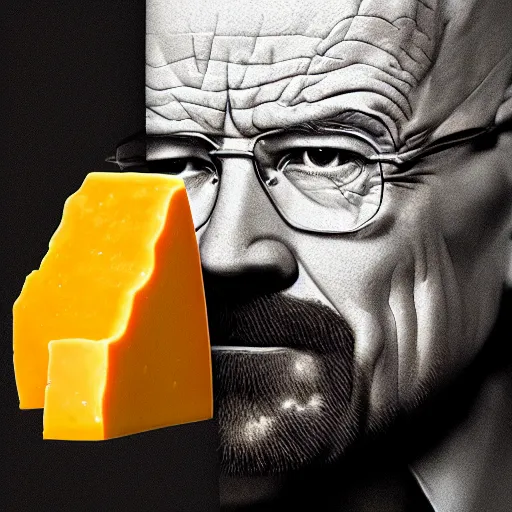 Image similar to walter white made out of cheese, cinematic photography, trending on artstation,