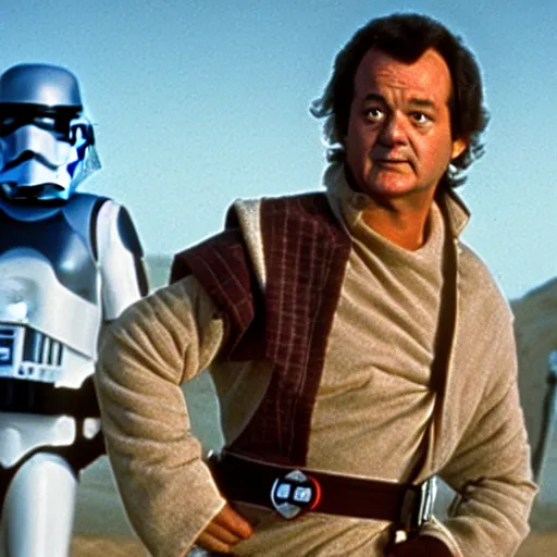 Image similar to bill murray in star wars, movie still, promotional shot