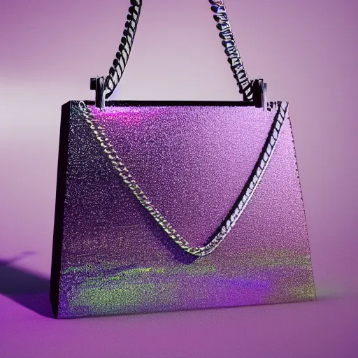 a modern designer bag, iridescent color, silver | Stable Diffusion ...