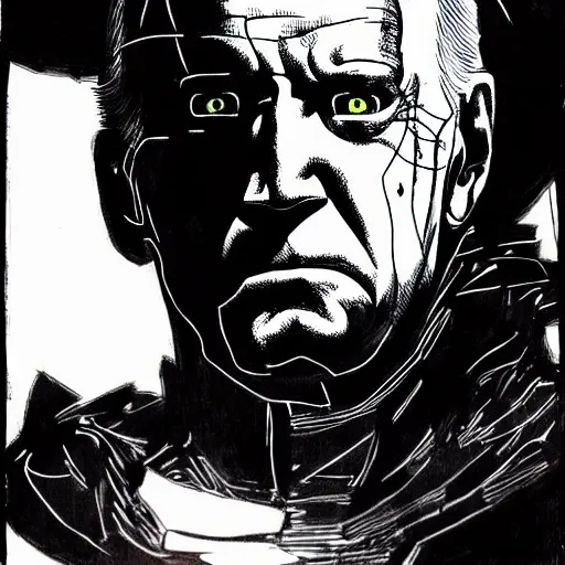 Image similar to Joe Biden looking sinister, by Tsutomu Nihei, highly detailed