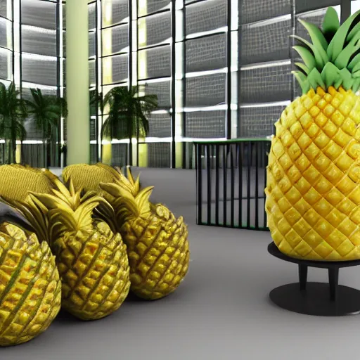 Prompt: 3d render of a pineapple selling pineapple juice at a stand