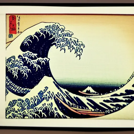 Image similar to “ white cliffs of dover in the style of a woodblock print by the japanese ukiyo - e artist hokusai ”