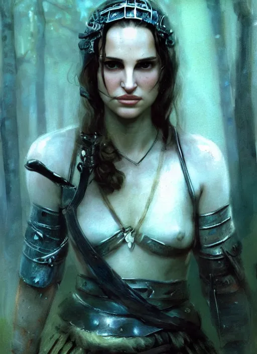 Image similar to young natalie portman, legendary warrior, fighter, lord of the rings, tattoos, decorative ornaments, battle armor, carl spitzweg, ismail inceoglu, vdragan bibin, hans thoma, greg rutkowski, alexandros pyromallis, cute, perfect face, detailed, sharply focused, centered, rule of thirds, photorealistic shading