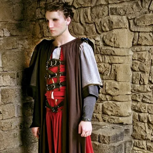 Prompt: 2 0 0 4 photograph, medieval inspired menswear fashion