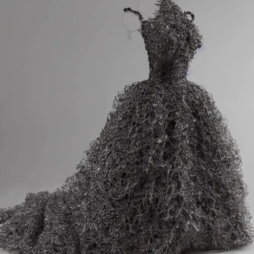 Prompt: a dress made of rock