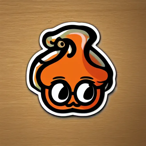 Image similar to sticker of a cute orange squid with a moustache