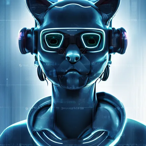 Image similar to portrait of a cute cyberpunk cat, realistic, futuristic, robot, professional photography