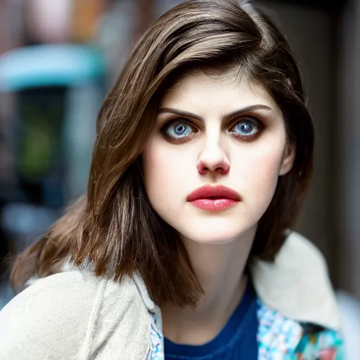 Prompt: closeup portrait of alexandra daddario in a smoky new york back street, photograph, natural light, detailed face, magazine, press, photo, Steve McCurry, David Lazar, CANON Eos C300, ƒ5.6, 50mm