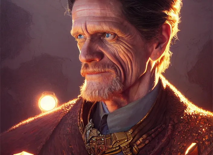 Image similar to williem dafoe as oscar diggs, intricate, d & d, fantasy, art nouveau, digital painting, trending on artstation, sharp focus, illustration, global illumination, ray tracing, art by artgerm and greg rutkowski and ruan jia