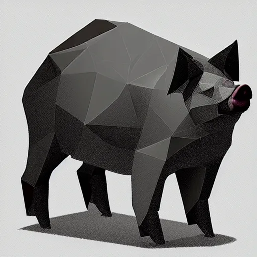 Prompt: low poly pig, isometric view, blank background