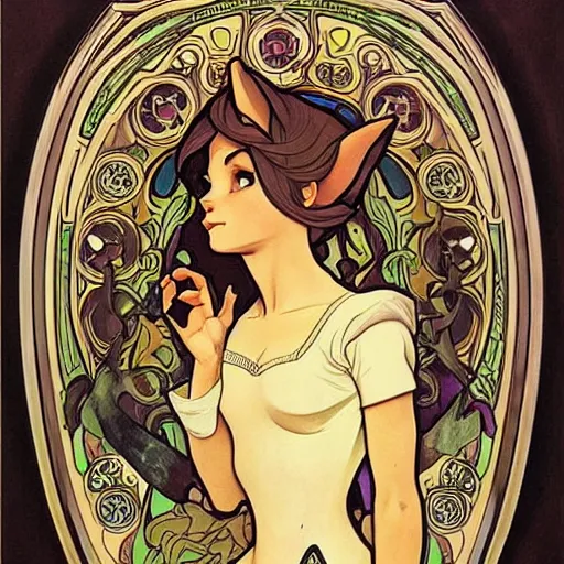 Image similar to Judy Hopps, art nouveau, Alphonse Mucha, extremely detailed, beautiful painting