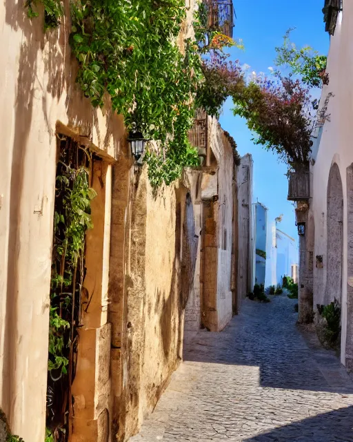 Prompt: backstreet, mediterranean architecture