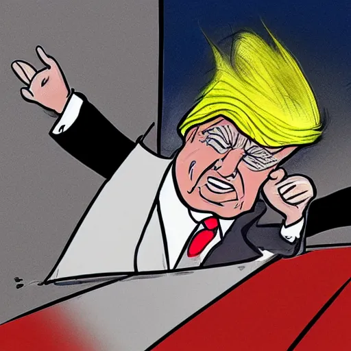 Image similar to a caricature of donald trump