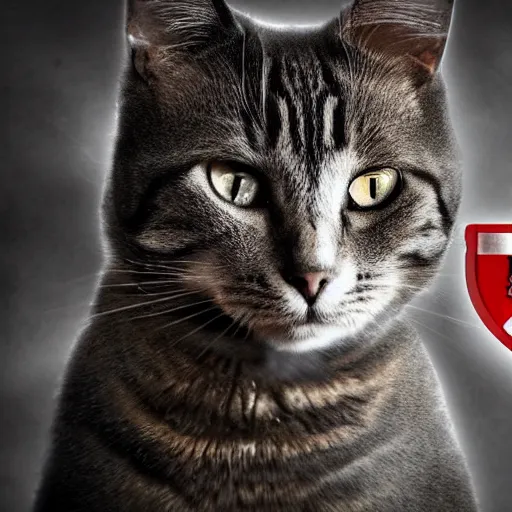 Image similar to an amazing award winning photo of a cat as a knight of the knights templar, very detailed and sharp, 4k hdr, cinematic