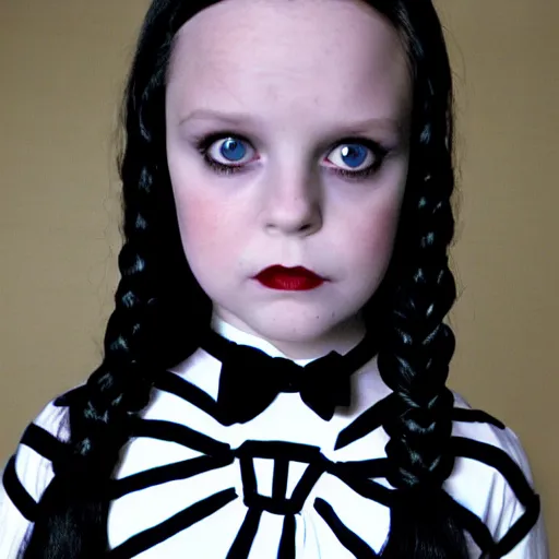 Image similar to aubrey plazy as wednesday addams