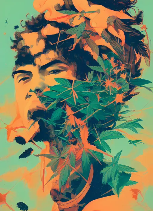 Image similar to profile picture by sachin teng x dreamville, weed, marijuana, organic painting, hard edges, masterpiece, smoke, asymmetrical, matte paint, energetic