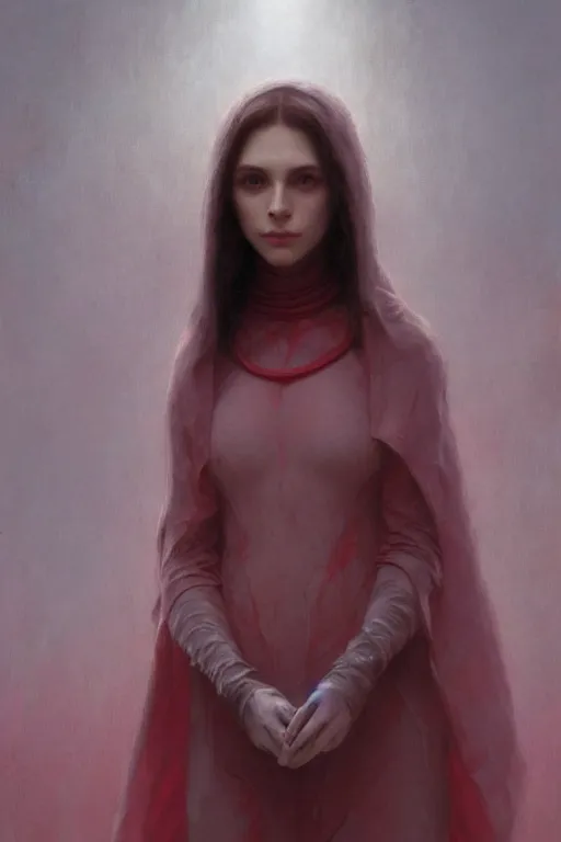 Image similar to Portrait of beautiful pale Wanda Maximoff, artstation, painted by Wayne Barlowe and Greg Rutkowski and zdislav beksinski and Ruan Jia and Mandy Jurgens and Artgerm and william-adolphe bouguereau